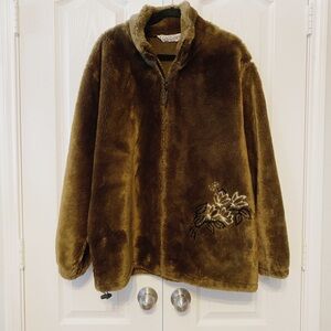 Coastlines woman’s Brown Faux Fur Jacket Size XL